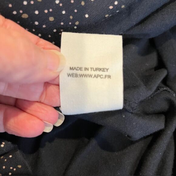 A.P.C. Rue Madame Paris Cherry Dot Cotton Blend Shirt Dress Tie Waist Blue XS - Picture 8 of 11